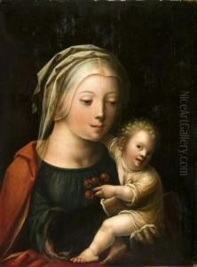 Vierge A L'enfant Aux Cerises by Cornelis Sotte Cleef Van Cleve