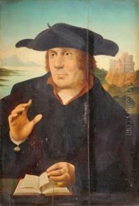 Portrait D'homme Sur Fond De Paysage