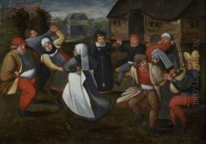La Danse Des Maries En Plein Air by Marten Van Cleve