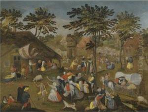 A Village Kermesse On St. George's Day by Marten Van Cleve