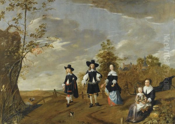 A Family Portrait In A Landscape Before Casteel Dursteede - view 1