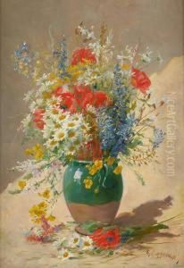 Vase Fleuri De Fleurs Des Champs by Edmond Van Coppenolle