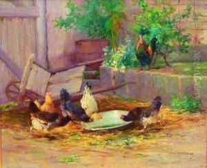 Coq Regardant Des Poules S'abreuver by Jacques Van Coppenolle