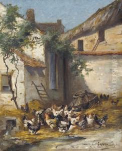 Sonnige Huhnerhofszene by Jacques Van Coppenolle