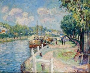 Peniches Amarrees Sur Le Loing