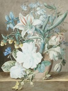 An Arrangement Of Flowers On A Ledge by Johannes Van Cornelis