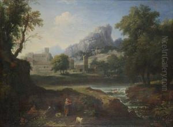 Couple De Bergers Dans Un Paysage - view 1