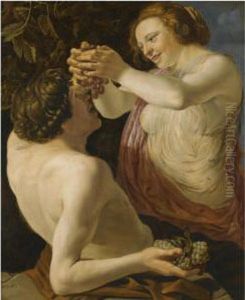 Nymph And Satyr by Christian Gillisz. Van Couwenbergh