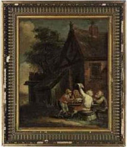 Revellers Outside A Tavern - view 1
