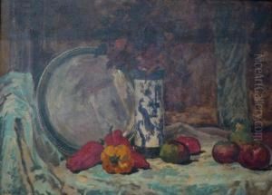 Nature Morte Aux Poivrons Et Vase Chinois