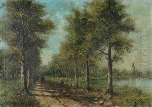 Woodpath Near A Pond by Michel Van Cuyck