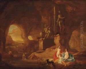Diana And Her Nymphs In A Grotto by Abraham van Cuylenborch