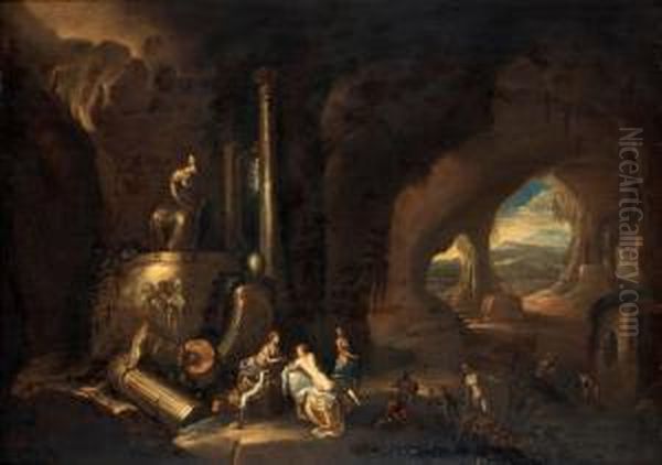 Landscape With Cave And Antique Statues - view 1