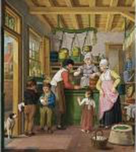 At The Grocery Shop by Cornelis van Cuylenburg