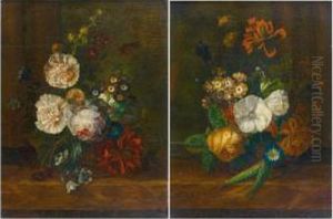 Bouquet De Fleurs Sur Un Entablement Pairede