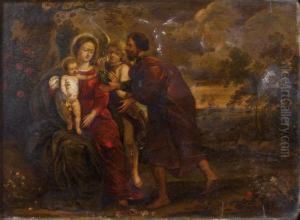 La Sainte Famille A La Grappe De Raisin by Cornelis I Van Dalen