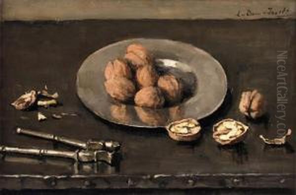 A Still Life With Walnuts On A Pewter Plate - view 1