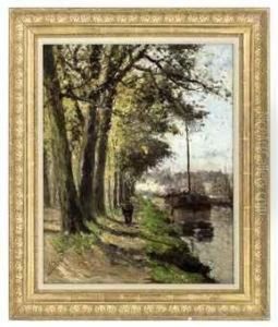 A Walk By The Canal by Frans Van Damme