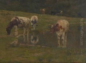 Vaches S'abreuvant by Emile Van Damme-Sylva