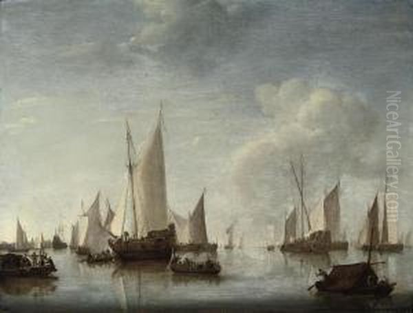 An Official Party Boarding A States Yacht At Anchor In A Harbour,with Another States Yacht And Other Vessels And A Port Citybeyond - view 1