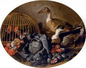 Animali Da Cortile, Funghi E Ortaggi by Jacob van der (Giacomo da Castello) Kerckhoven