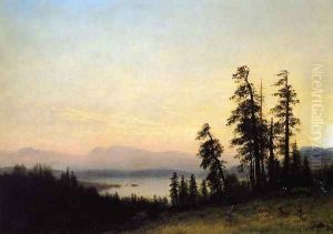 Landscape with Deer, View of Estes Park, Colorado by Albert Bierstadt