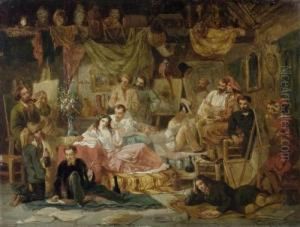 Im Atelier Des Kunstlers. by Jan Van De Kerkhove