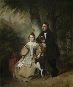 "der Poet Und Das Madchen", Doppelportrat Mit Hund Am