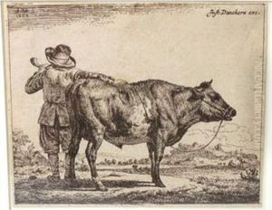 Junger Hirte Mit Einem Bullen by Adrian Van De Velde