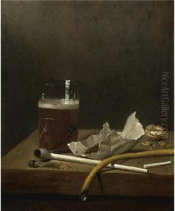Still Life With A Glass Of Beer, A Pipe, Tobacco And Other Requisites Of Smoking by Jan III van de Velde