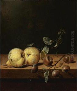 Quinces And Medlars On A Table Ledge