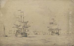 A Fleet Of Men O' War In A Stiff Breeze A Fleet Of Men O' War In A Stiff Breeze