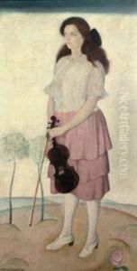 Adrienne De Zutter: Adrienne With A Violin by Gustave Van De Woestijne