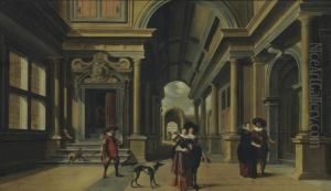 Elegant Figures In A Courtyard Elegant Figures In A Courtyard