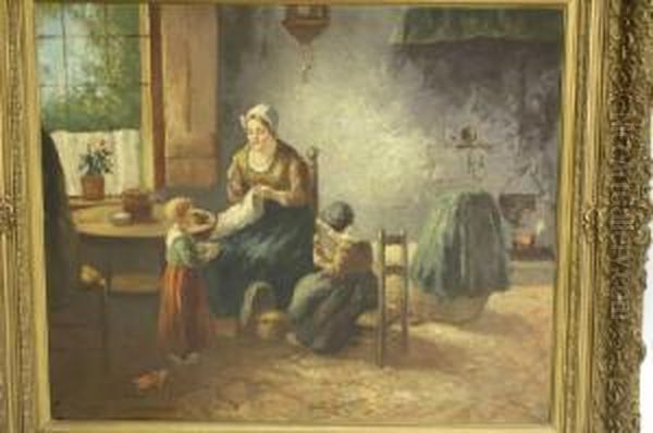Boerenbinnenhuis Met Vrouw En Kinderen - view 1