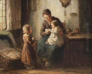 Mutter Mit Kleinen Kindern by Adolf-Julius Berg