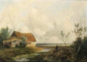 An Extensive Landscape With A Huntsman And His Dog; A Landscape With A Small Farm House