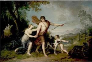 Venus And Adonis by Augustin Van Den Berghe