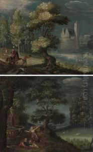 A Wooded River Landscape by Christoffel van den Berghe