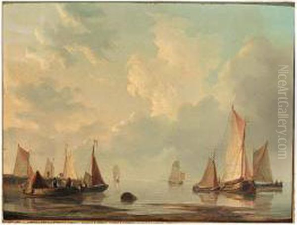 Moored Rivercraft At A Harbour Entrance; Rivercraft Off The Coast,vlissingen - view 1