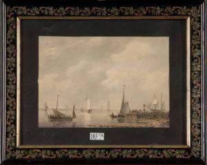 L'entree Du Port Animee by Franz Jacobus Van Den Blyk