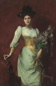 Portrait Of Violet Schiff by Georges Van den Bos