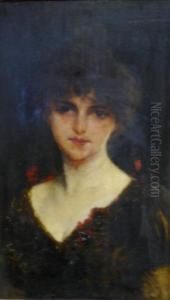 Portrait Of A Lady, Head And Shoulders by Georges Van den Bos
