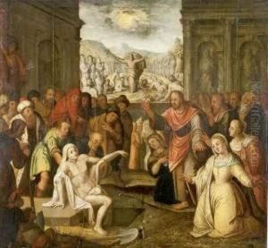 La Resurrection De Lazare by Crispiaen Van Den Broeck