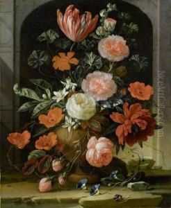 Still Life With Flowers. by Carl Wilhelm de Hamilton