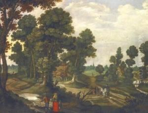 Farmer Settling By The Forest, Figuralstaffage