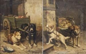 Traineaux De Chiens by Charles Van Den Eychen