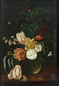 Stillleben Mit Blumen In Einer Glasvase by Jasper van der Lanen
