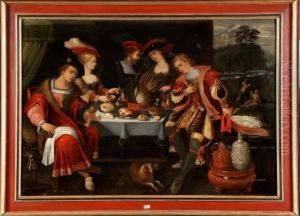 Lazare Et Le Mauvais Riche by Kasper or Gaspar van den Hoecke