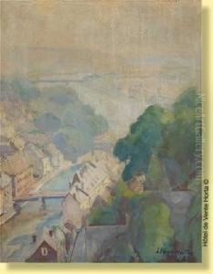 Vueplongeante Sur La Sambre Et La Meuse by Leon Van Den Houten